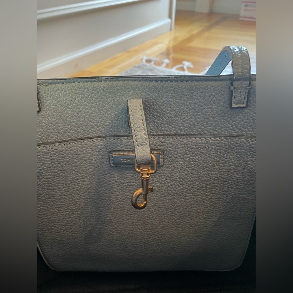 Tory Burch Sky Blue Leather Tote Bag - Picture 9 of 16